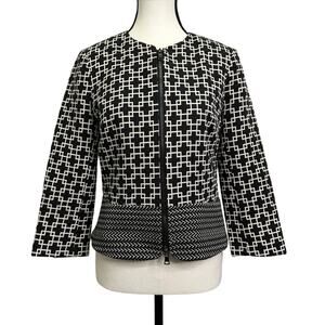 BLACK Saks Fifth Avenue Geometric Print Jacket - Size 4